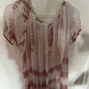 Pink tie dye off the shoulder flowy dress